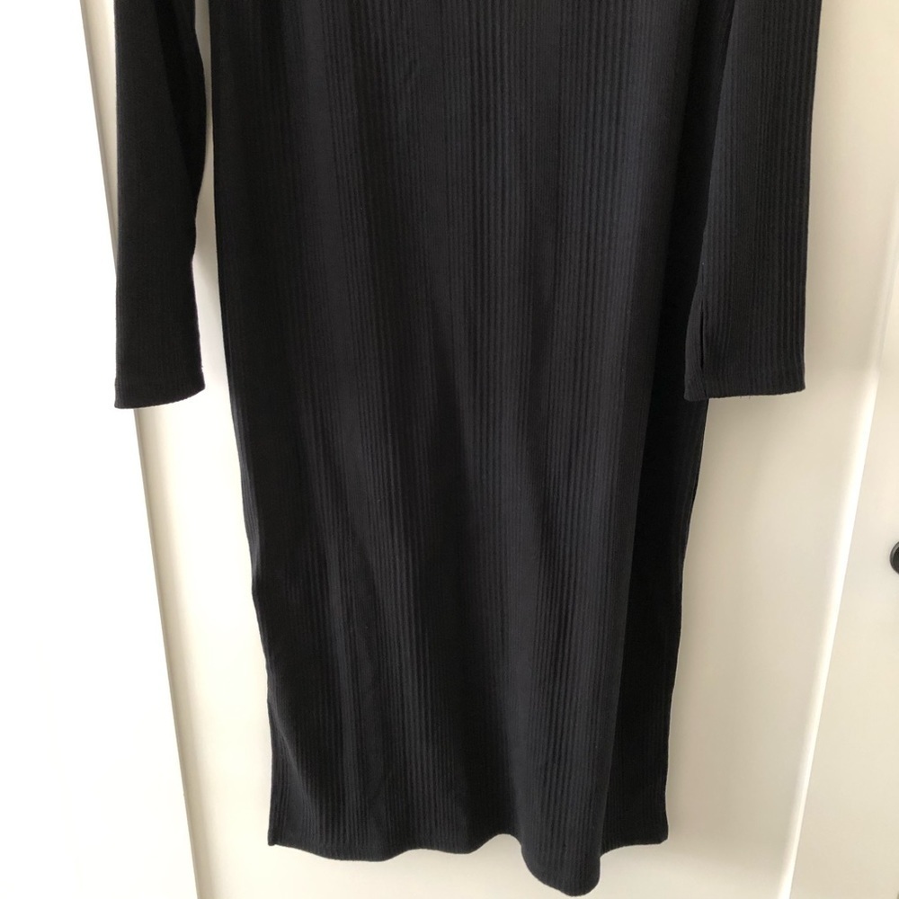 Sweaty Betty Ribbed Knit Henley Midi Black Dress 12 - Picture 5 of 12